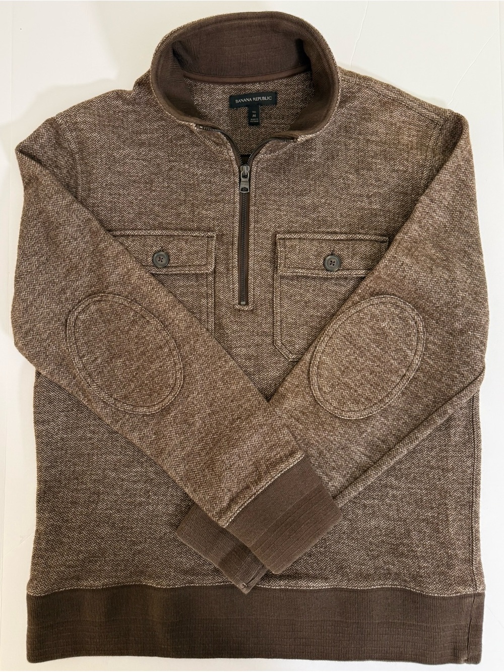 Banana Republic Heathered Brown Quarter-Zip Sweater Men’s Medium Tall